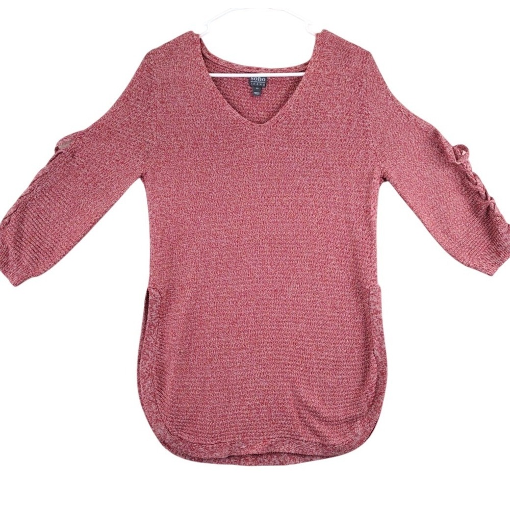 SoHo New York Company Jeans Women's Pink Marled V Neck‎ Sweater XS
